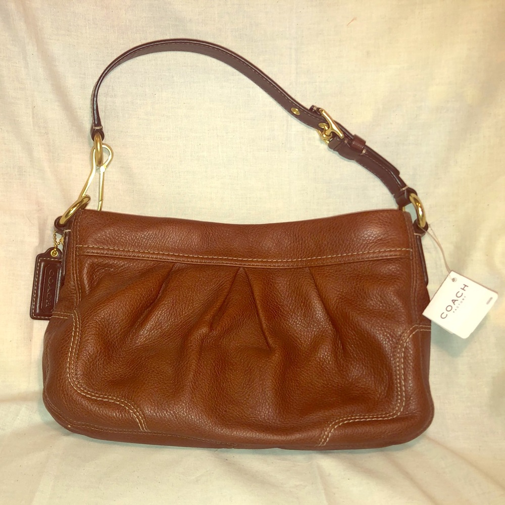 NWT Coach Signature Tan Pebbled Leather HoBo Bag